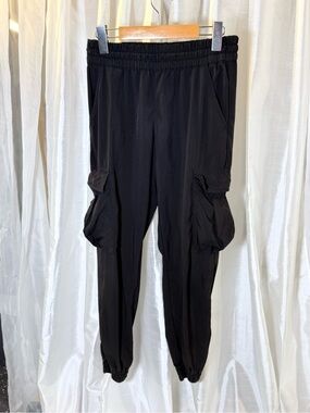 TNA Black Men's Cargo Joggers with Elastic Waist and Cuffs